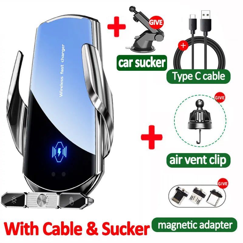 Station de recharge Rapide sans-fil pour smartphone en voiture - Double support rotatif 360°