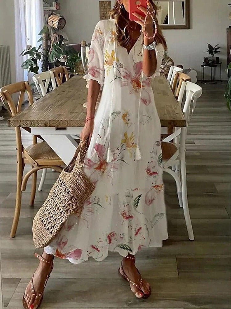 Vestido Largo de Verano Estampado Floral