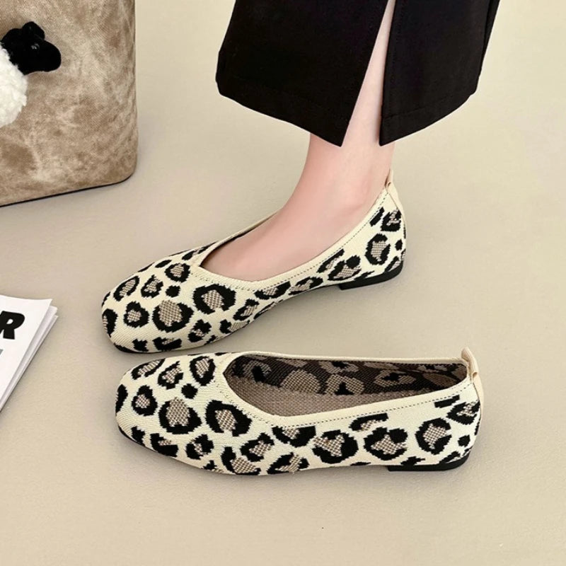 Ballerines Femme en Maille Légère à Bout Carré & Motifs – Semelles Souples