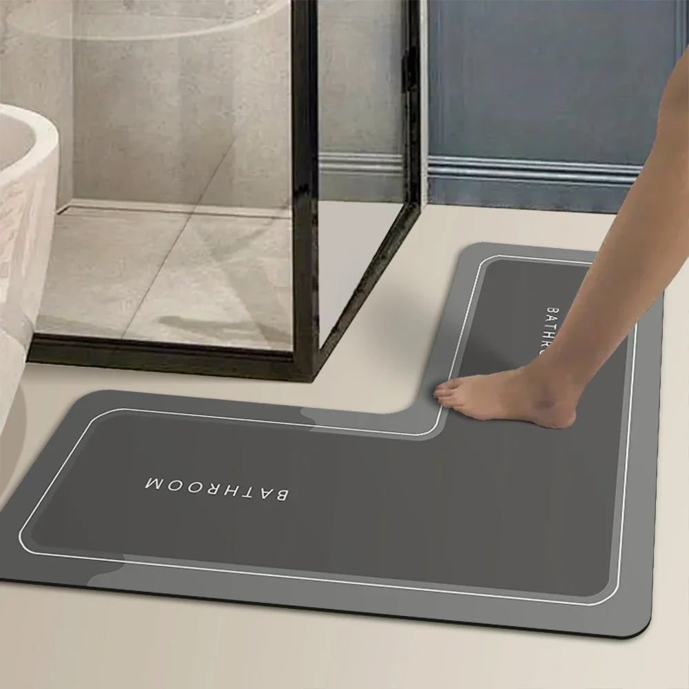 Alfombrilla de baño absorbente y antideslizante en forma de L