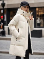Parka larga acolchada con capucha - Ligera y cálida