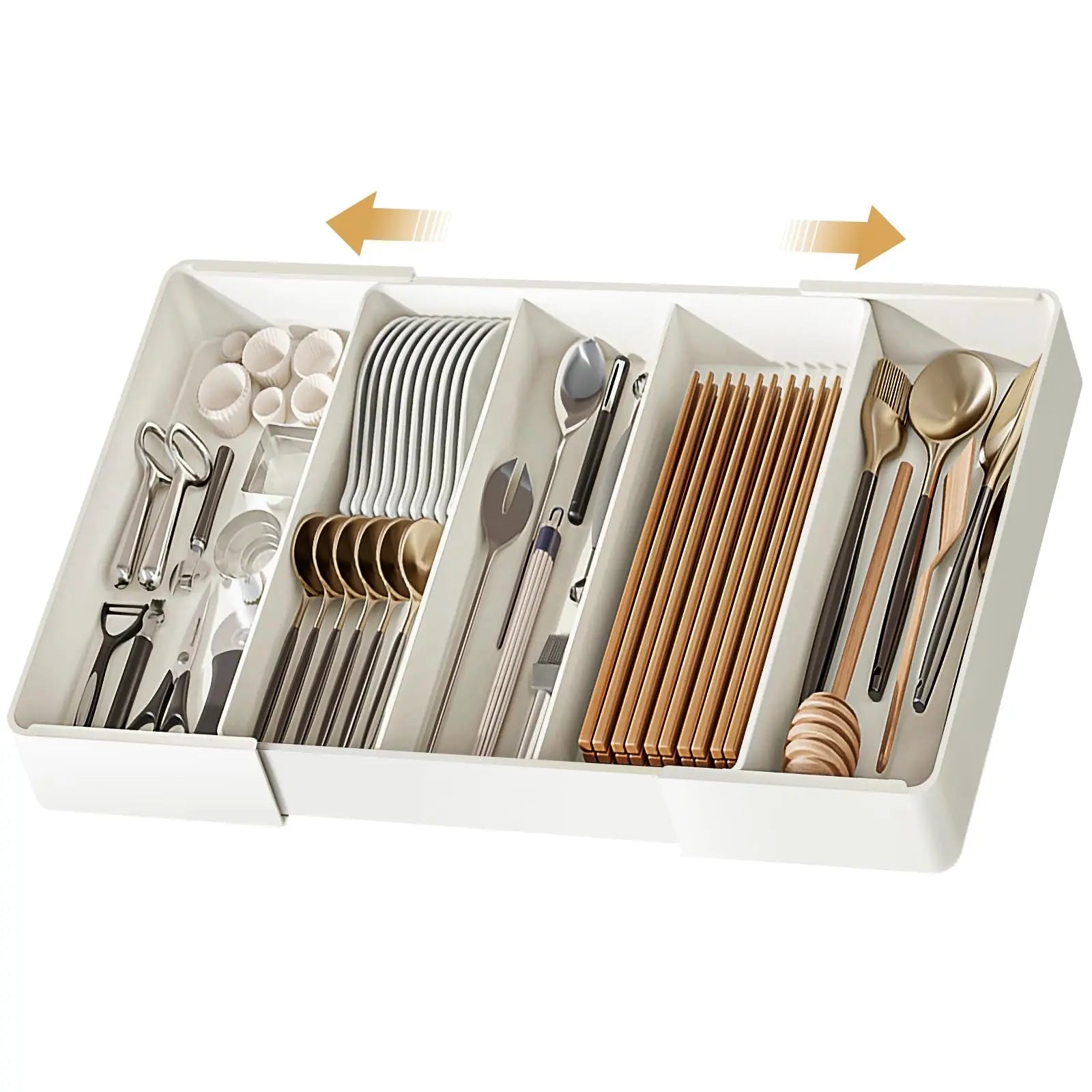 Organizador de Cajones Extensible con Compartimentos para Cocina