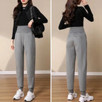 Jogging Slim à Large Taille Haute et Doublure Polaire