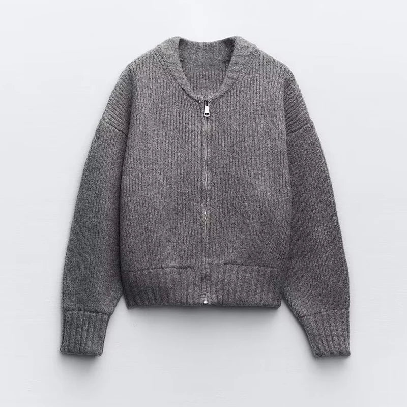 Gilet style blouson aviateur en maille zippé