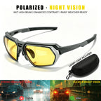 Lunettes de Conduite de Nuit Polarisées Anti-Éblouissement – Protection UV400, Branches Antidérapantes + Étui OFFERT