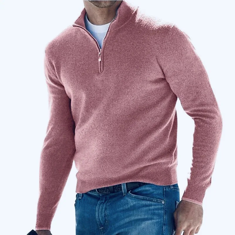 Jersey informal con cuello chimenea y cremallera
