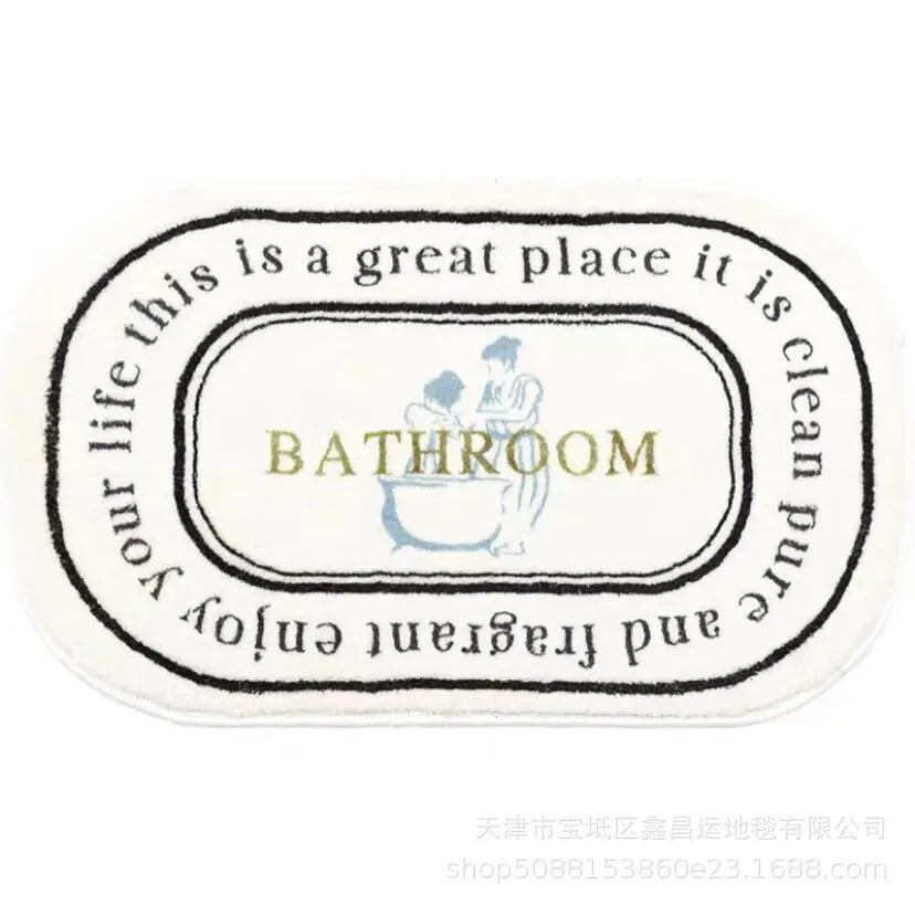Alfombrilla de baño antideslizante minimalista en blanco y negro