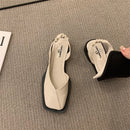 Sandales à talon et bout carré - Cuir PU