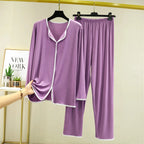 Ensemble Homewear Femme en Modal – Pyjama Chemise Col V & Pantalon Long Ample