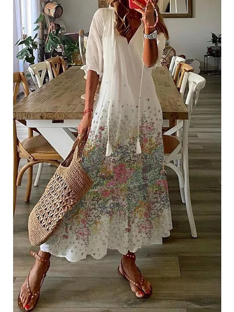 Vestido Largo de Verano Estampado Floral