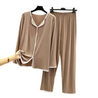 Ensemble Homewear Femme en Modal – Pyjama Chemise Col V & Pantalon Long Ample