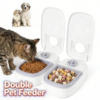 Distributeur Automatique de Nourriture Chat & Chien – Minuterie 48H, 2 Gamelles de 350ML