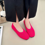 Ballerines Femme en Maille Légère à Bout Carré & Motifs – Semelles Souples