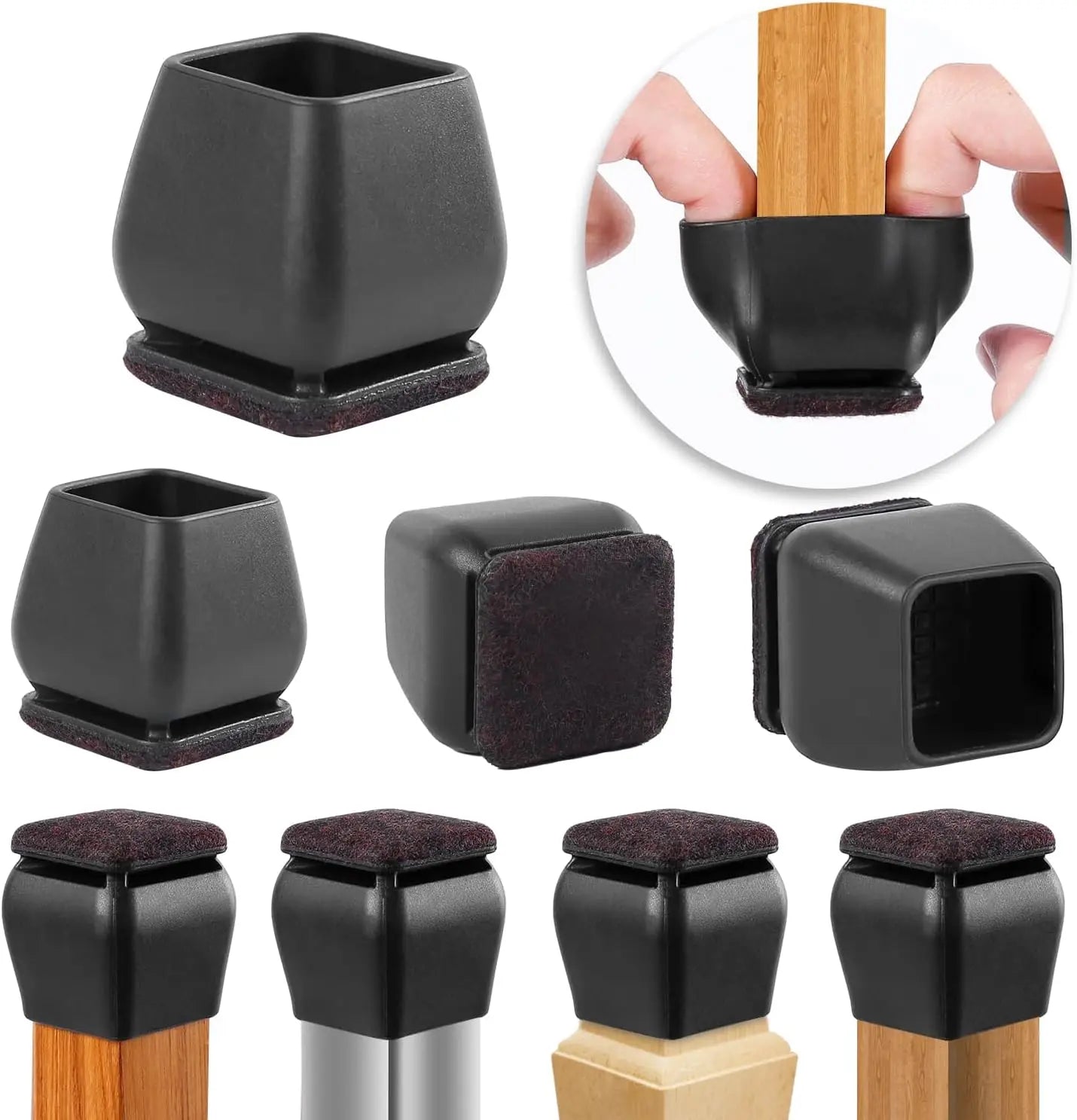 Protector de patas de silicona y fieltro para sillas y muebles - 8 piezas