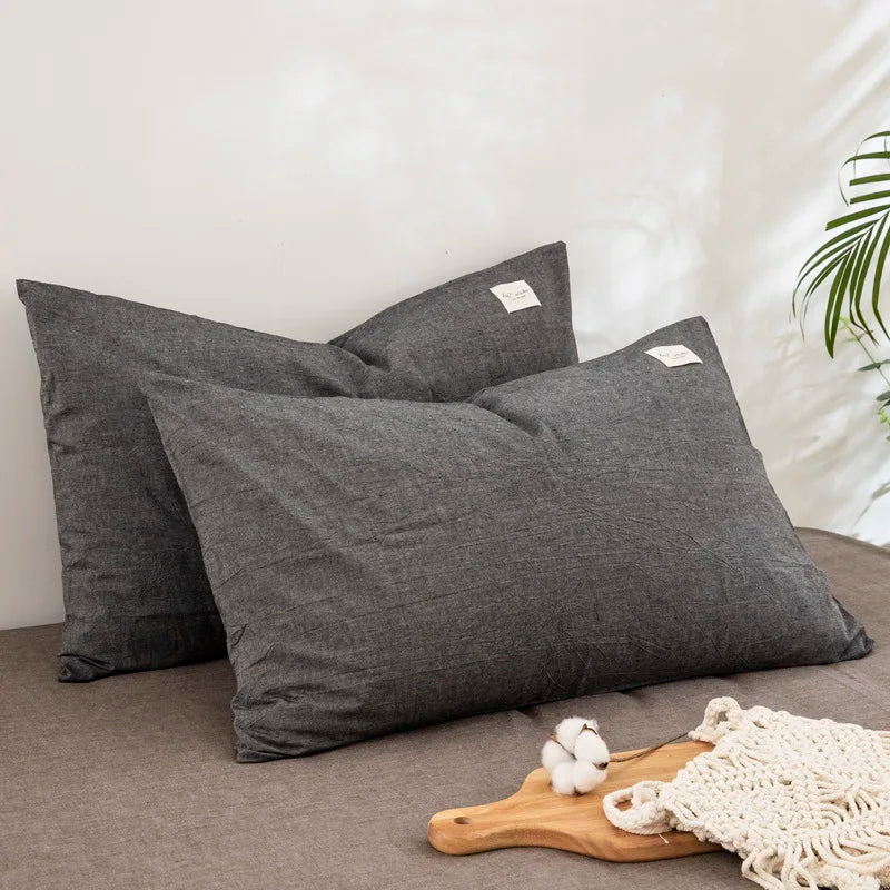 Lot de 2 Taies d’Oreiller à Motifs & Unies en 100 % Coton Doux – 3 Tailles & 22 Couleurs