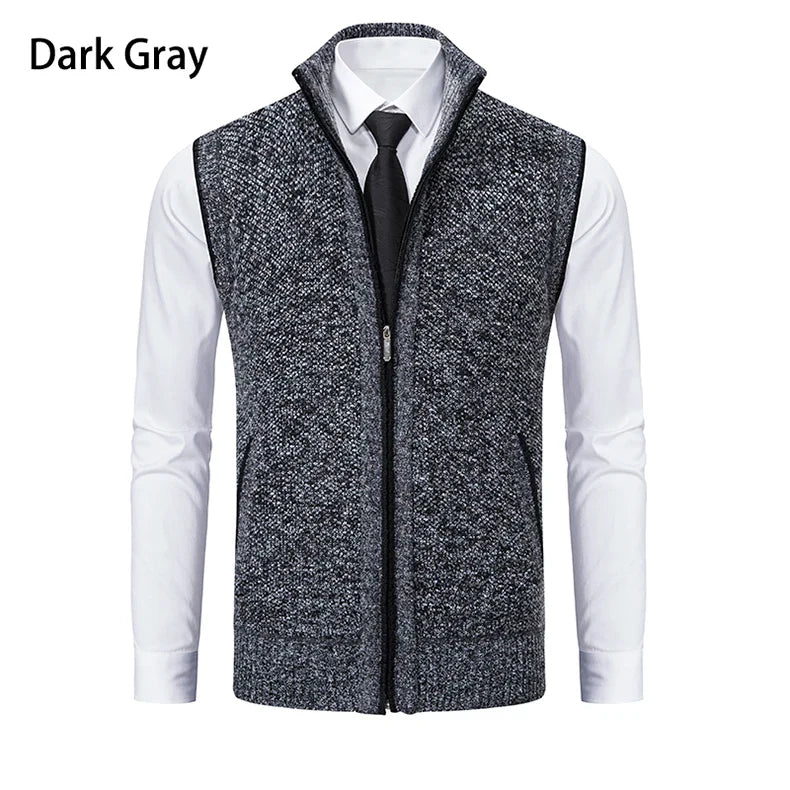 Gilet sans manches à maille col cheminé Homme