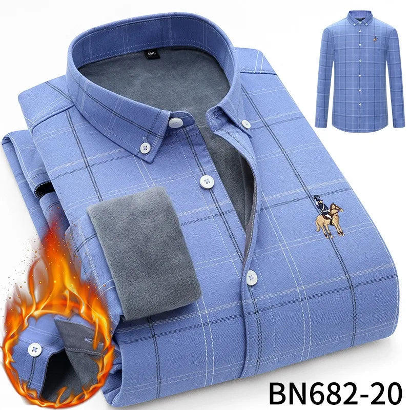 Chemise rayée Homme Hiver Épaisse et Doublée Polaire