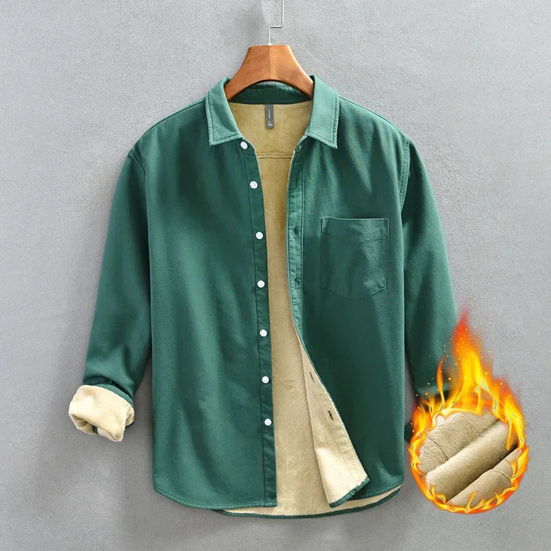 Camisa polar de manga larga para hombre - 100% algodón
