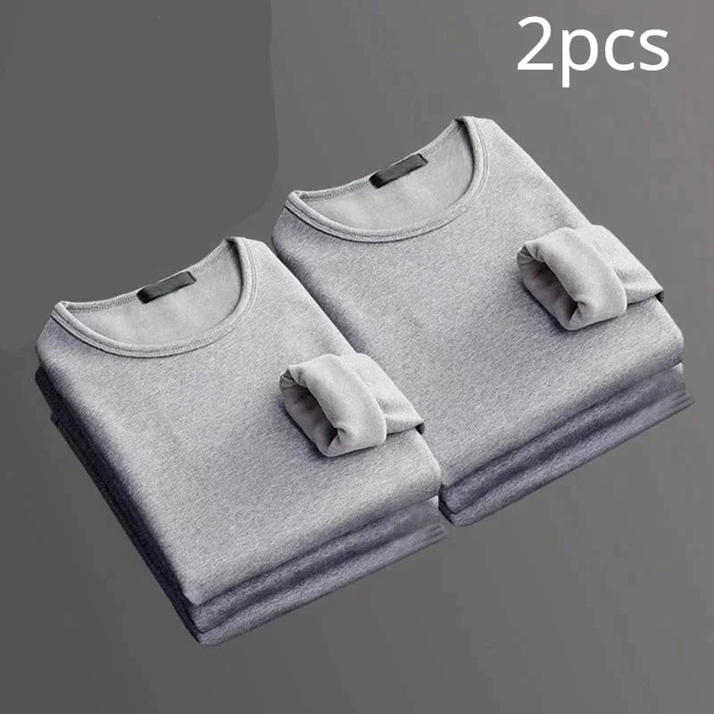 Lote de 2 camisetas térmicas de manga larga con forro polar - Hombre