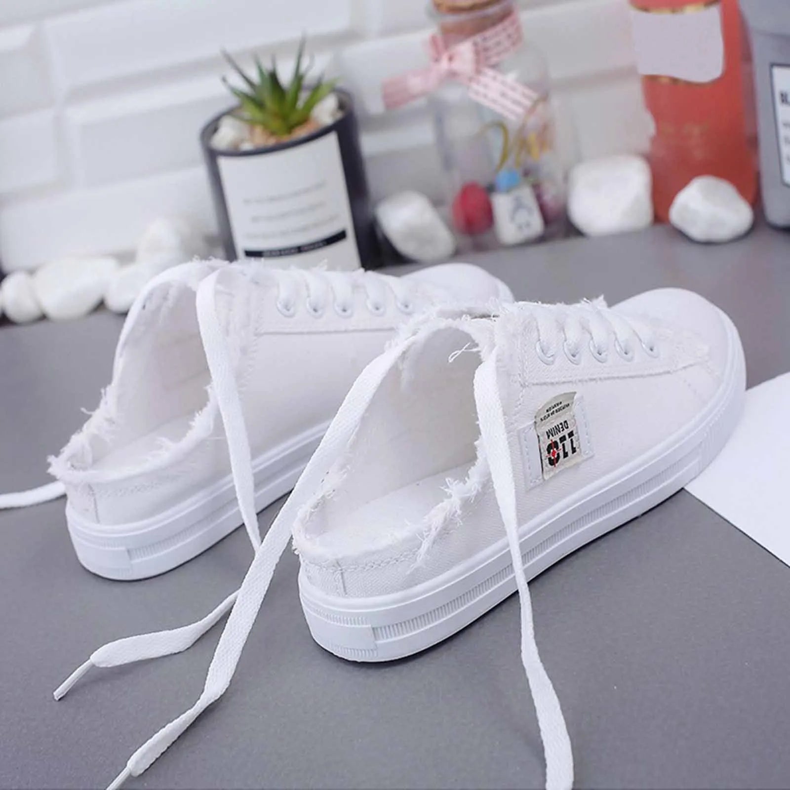 Zapatillas sin cordones de lona ligera - Mujer