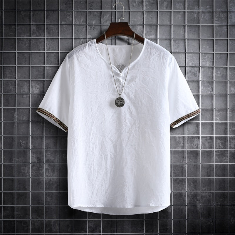 Camiseta coreana de lino - Ligera y transpirable
