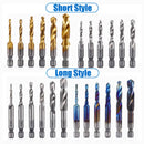 Jeu de forets à tarauder à tige hexagonale plaqués titane