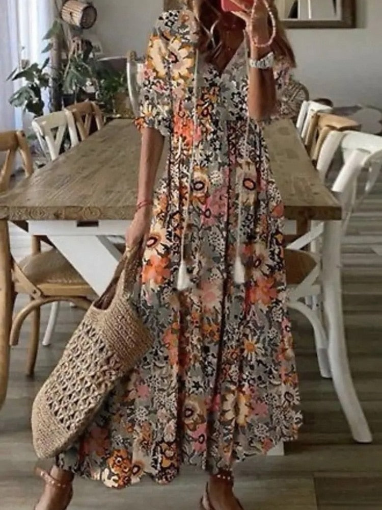 Vestido Largo de Verano Estampado Floral