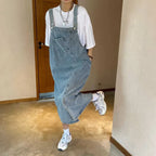 Robe Salopette en Jean Longue avec Poche Avant