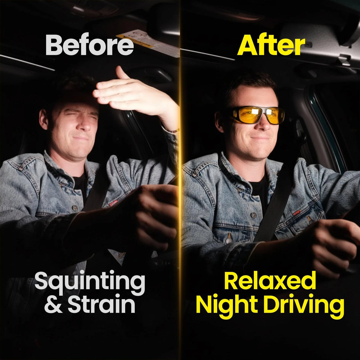 Lunettes de Conduite de Nuit Polarisées Anti-Éblouissement – Protection UV400, Branches Antidérapantes + Étui OFFERT
