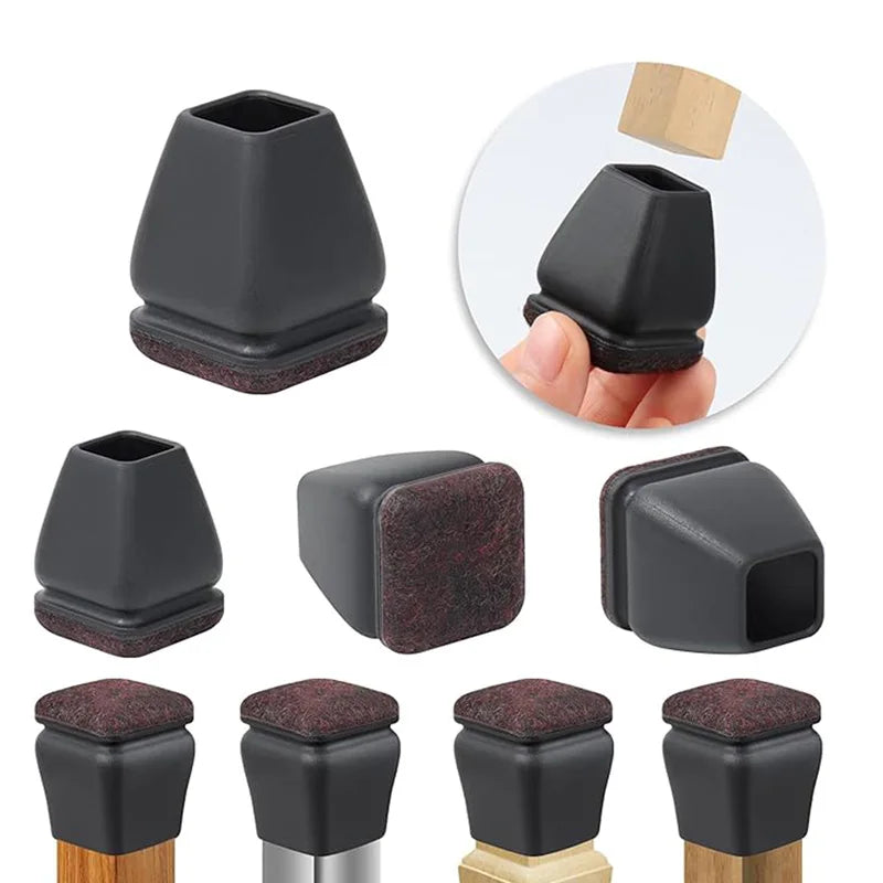 Protector de patas de silicona y fieltro para sillas y muebles - 8 piezas