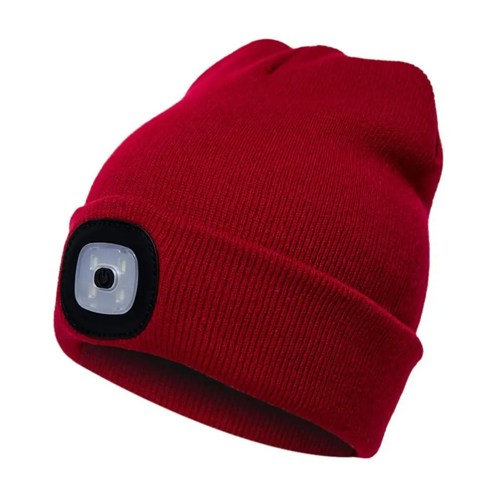 Bonnet d'hiver avec lampe LED intégrée