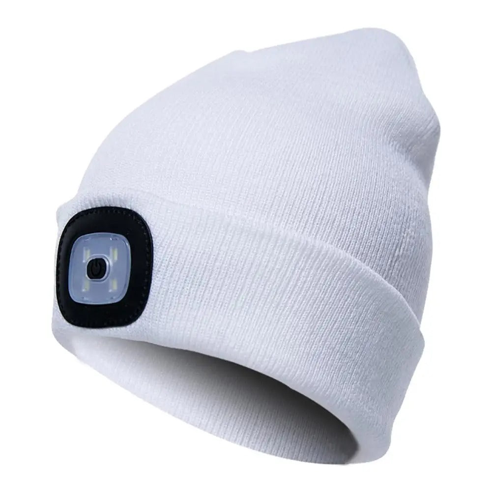 Bonnet d'hiver avec lampe LED intégrée