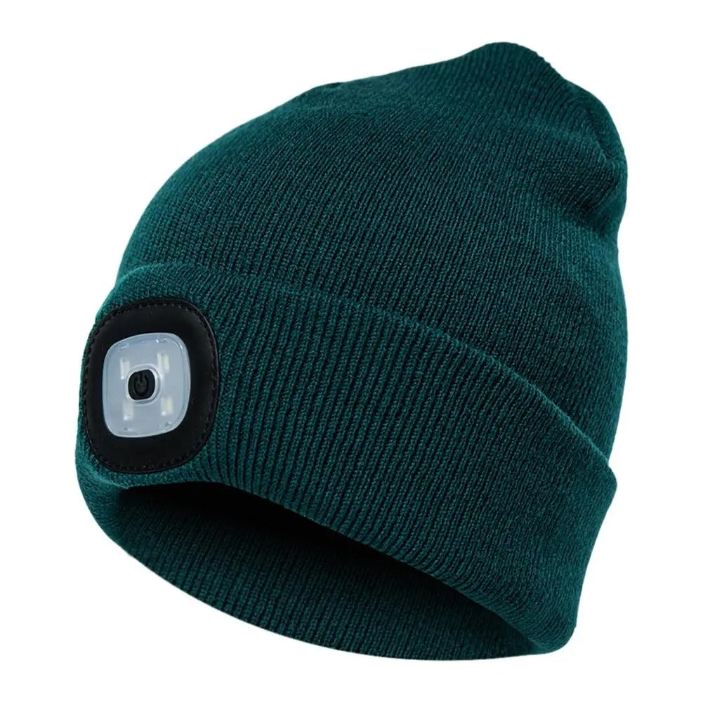 Bonnet d'hiver avec lampe LED intégrée