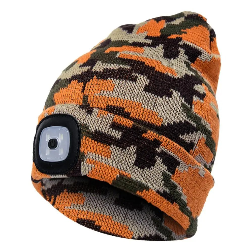 Bonnet d'hiver avec lampe LED intégrée