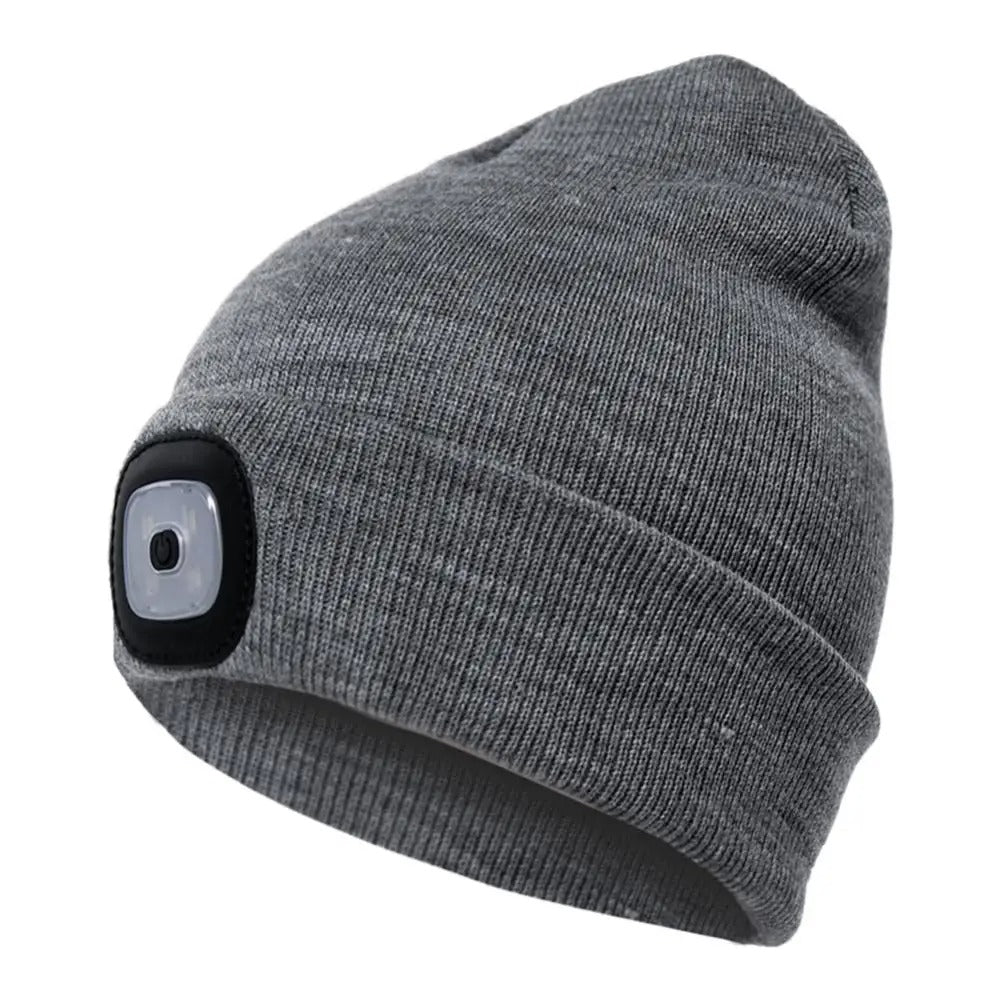 Bonnet d'hiver avec lampe LED intégrée