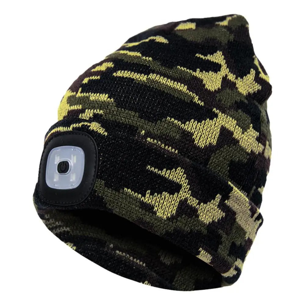 Bonnet d'hiver avec lampe LED intégrée