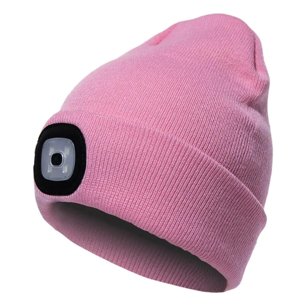 Bonnet d'hiver avec lampe LED intégrée