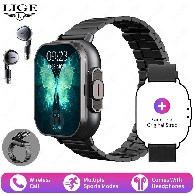 Reloj inteligente conectado 2 en 1 con auriculares + Pulsera de REGALO