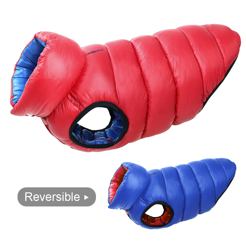 Reversible dog puffer jacket