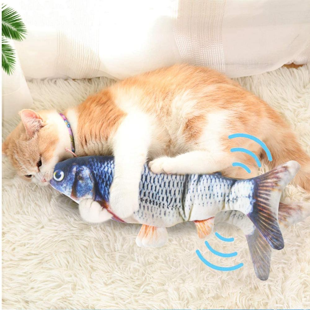 Peluche poisson remuant rechargeable chat