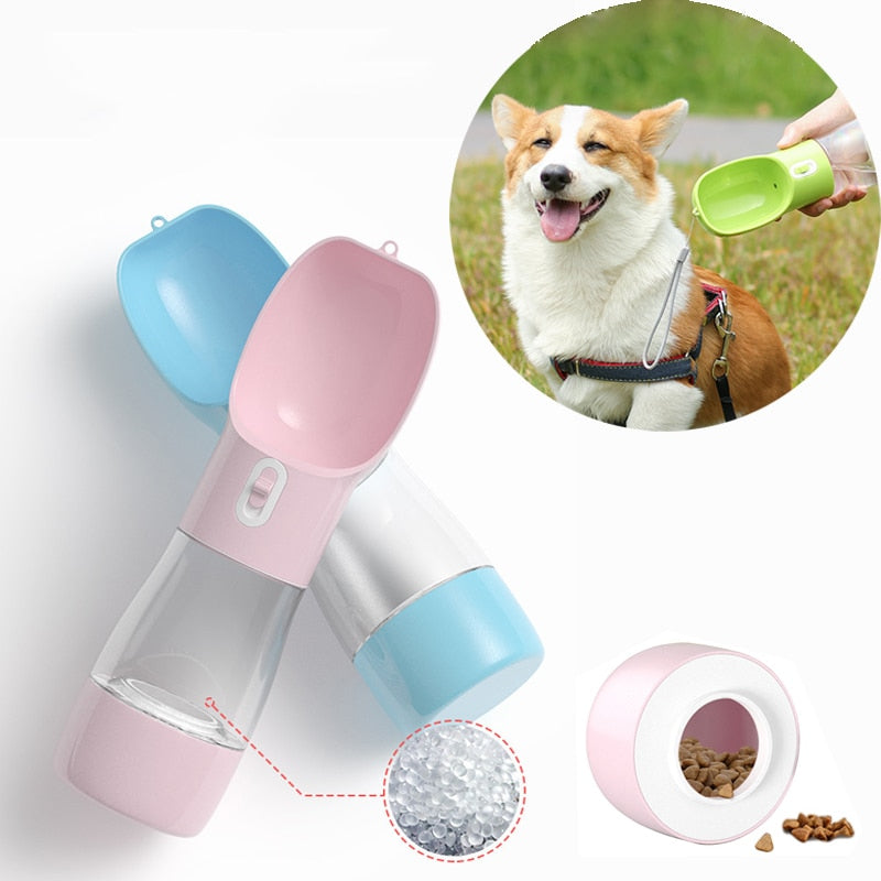 Gourde anti-gaspillage avec compartiment croquettes chien et chat