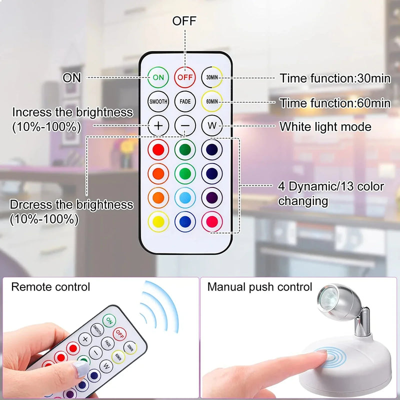 Pack de 2 Projecteurs LED sans-fil avec télécommande