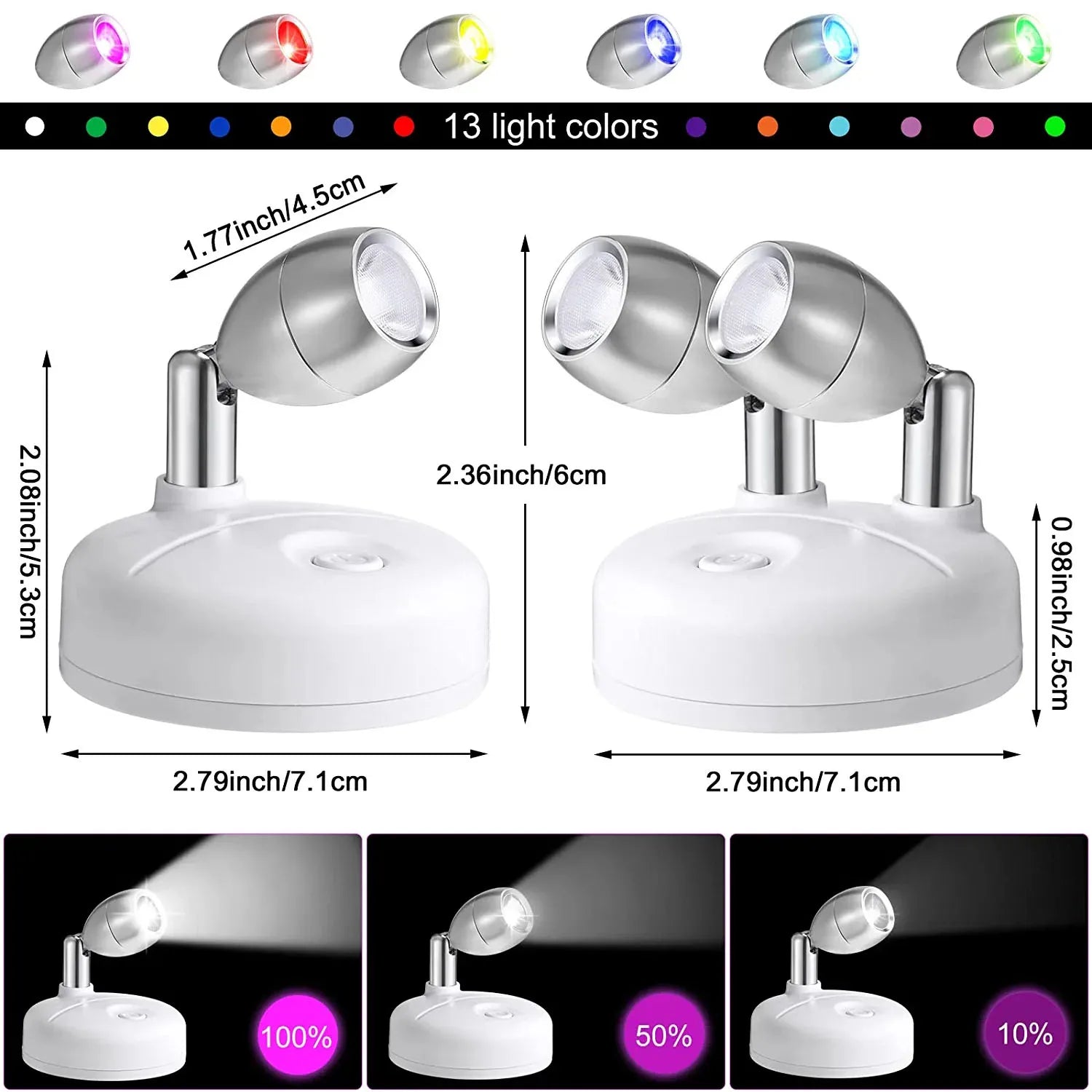 Pack de 2 Projecteurs LED sans-fil avec télécommande