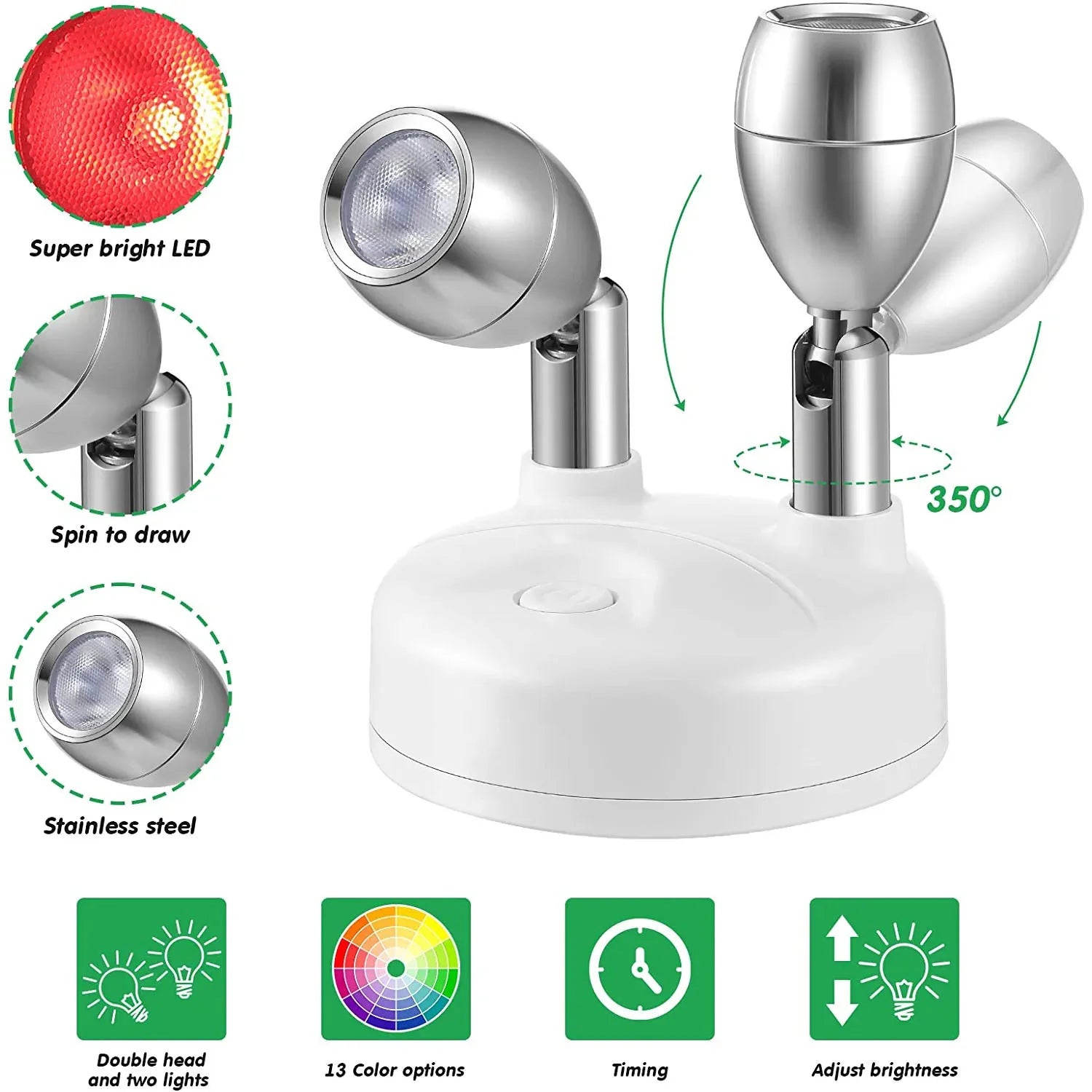 Paquete de 2 proyectores LED inalámbricos con control remoto