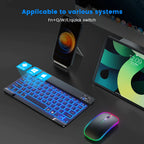 Clavier et Souris Bluetooth Rétroéclairés - Tablette, Smartphone et PC