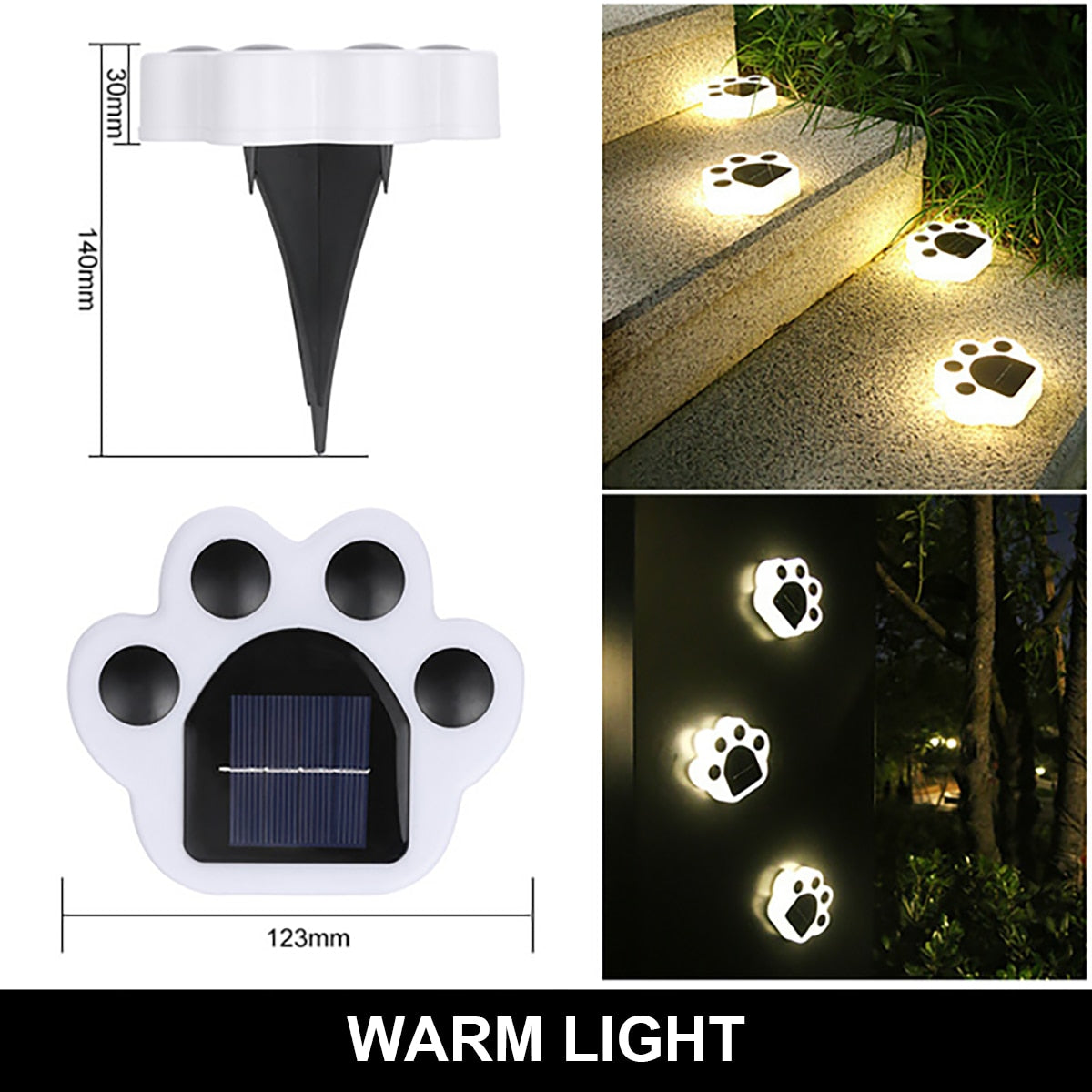 Set of 2 Cat Paw solar lights