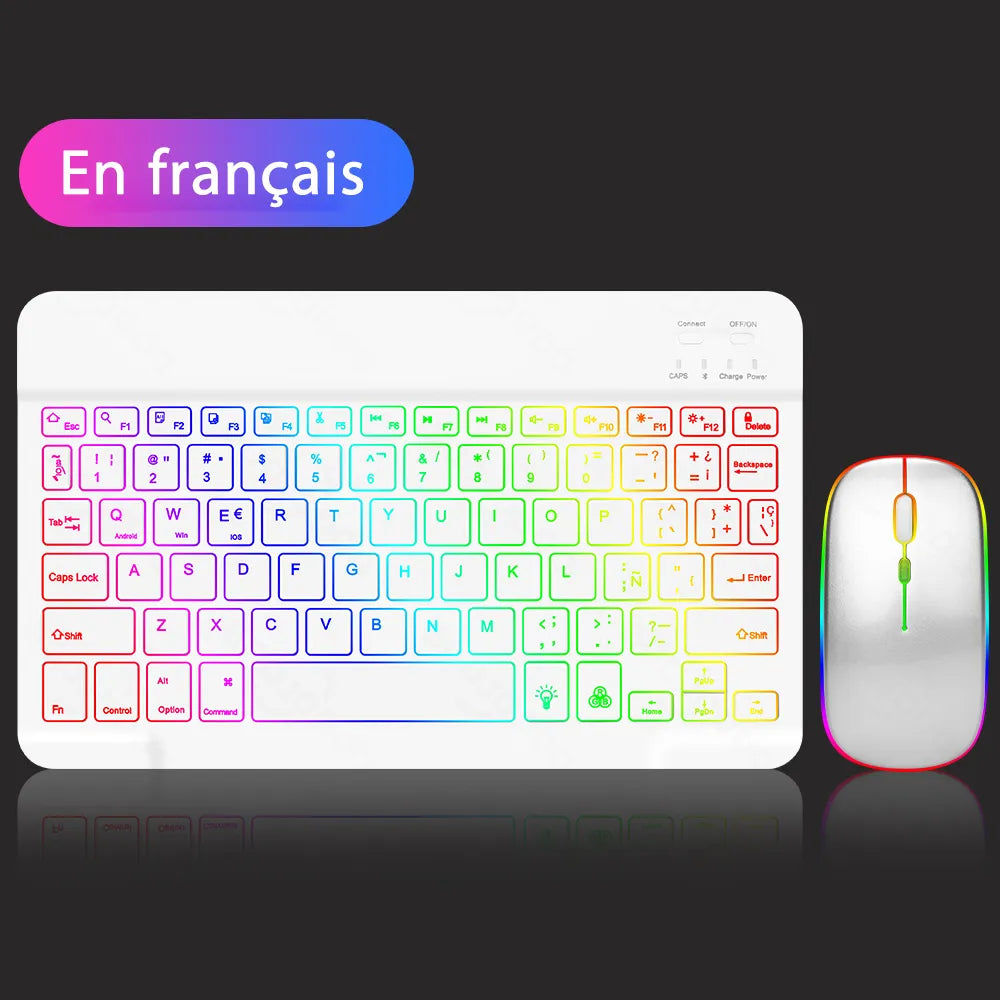 Teclado y Ratón Bluetooth Retroiluminados - Tableta, Smartphone y PC